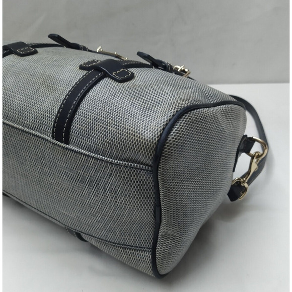 Dooney & Bourke Gray Coated Canvas Leather Trim Double Handle Zipper Satchel Bag - Picture 7 of 15